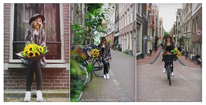 Моя чудесная фотопрогулка по Амстердаму - подсолнухи и любименький велосипед!